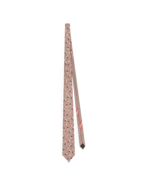Dries Van Noten White Printed Silk Tie for men