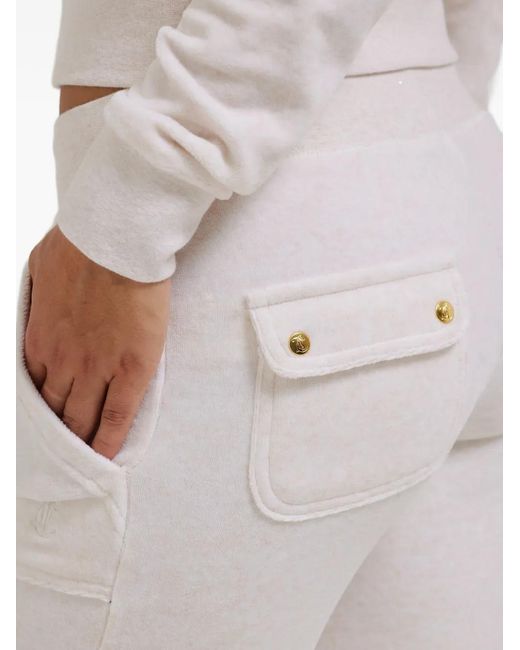 Juicy Couture White Velour Flared Track Pants