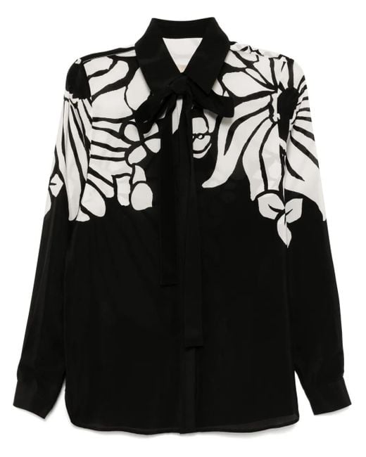 Elie Saab Black Printed Silk Shirt