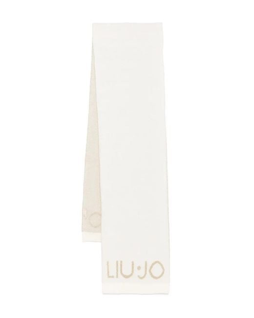 Liu Jo White Metallic-Logo Scarf