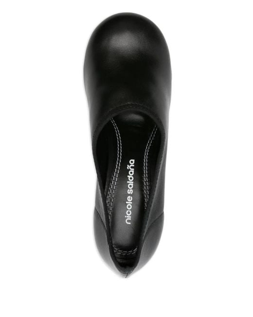 Nicole Saldanã Black Sculpted-Heel Leather Pumps