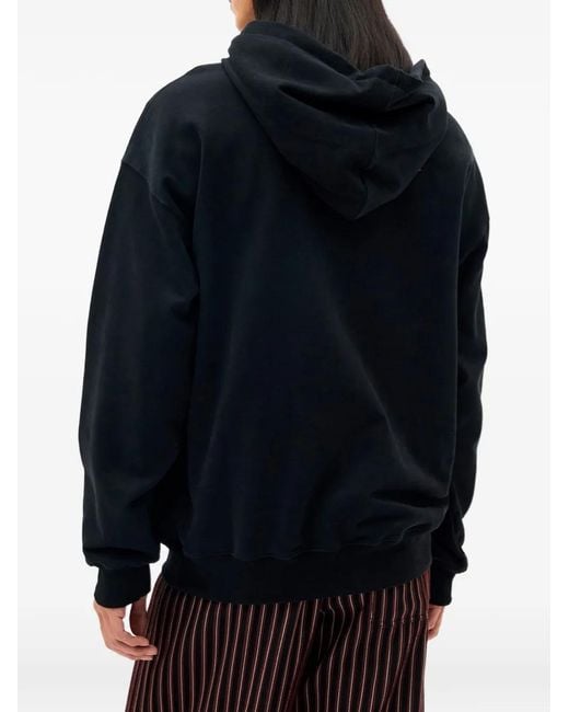 Ann Demeulemeester Blue Bardi Logo-Embroidered Drawstring Hoodie for men
