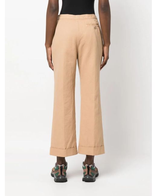 Aspesi Natural Cropped Flared Trousers