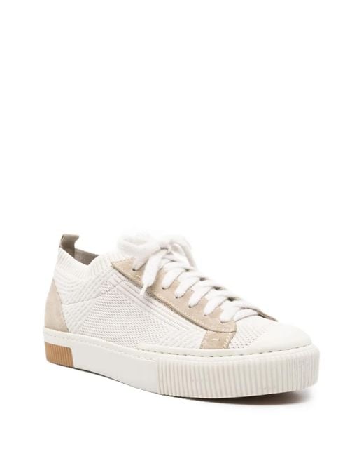 Eleventy White Perforated Suede Trainers for men