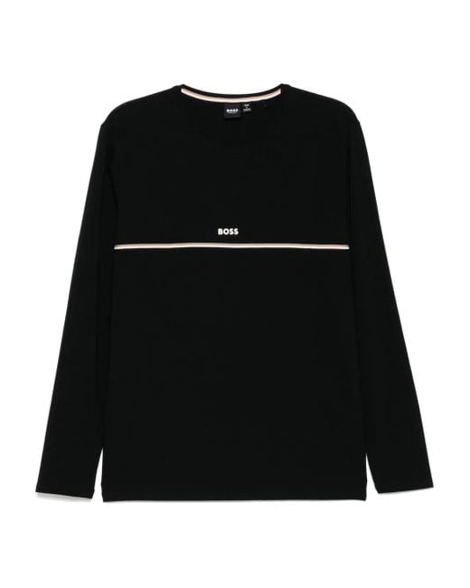 Boss Black Logo-Print Long-Sleeve T-Shirt for men
