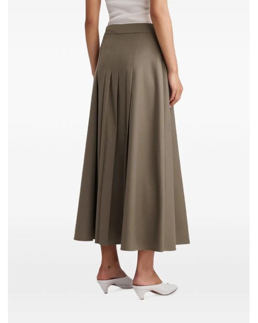 Anna Quan Natural Sable Pleated Midi Skirt