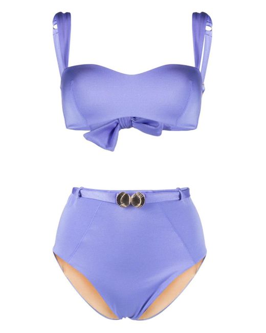 Noire Swimwear Blue Seashell Bandeau Bikini Set