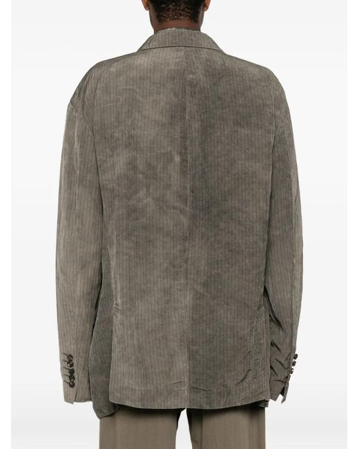 Ziggy Chen Brown Pinstripe-Pattern Single-Breasted Jacket for men