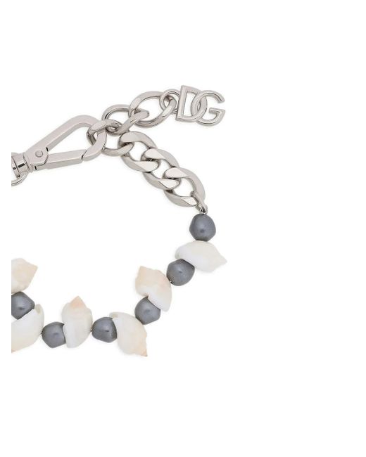 Dolce & Gabbana White Beaded Shell Bracelet for men