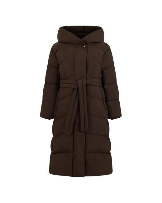 Moorer Brown Belted Hooded Puffer Jacket