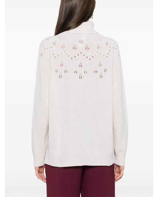 Twinset Pink Turtle Neck Bicolor Sweater