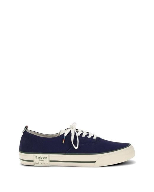 Barbour Blue X Paul Smith Lace-Up Embroidery Sneakers for men