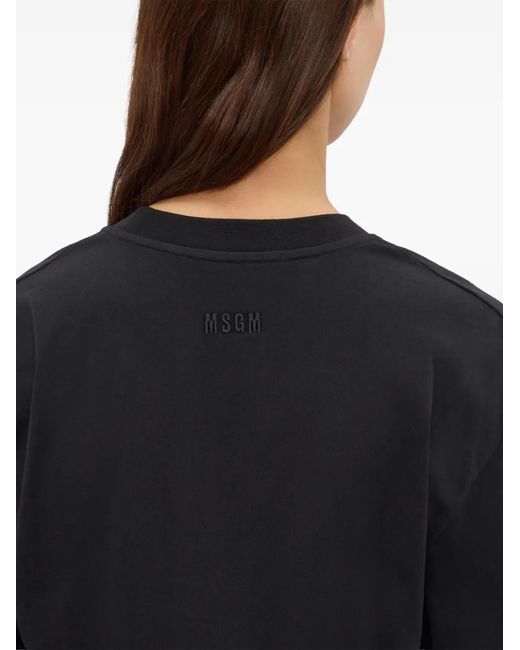 MSGM Black Ruffled T-Shirt