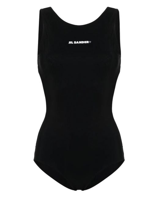 Jil Sander Black Logo-Print Swimsuit