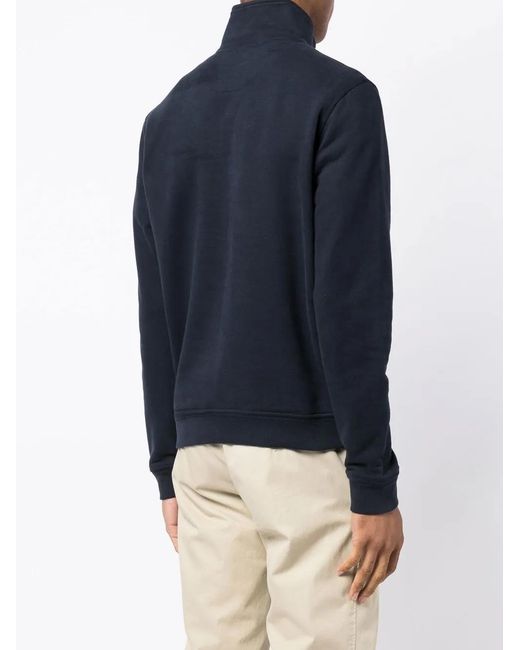 Belstaff Blue Logo-Patch Short-Zip Sweatshirt for men