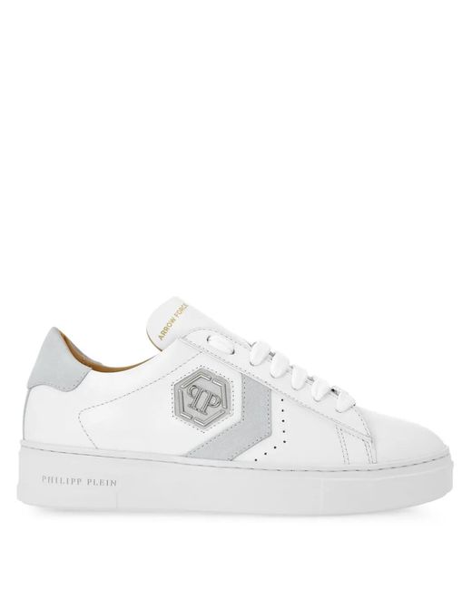 Philipp Plein White Arrow Force Leather Sneakers
