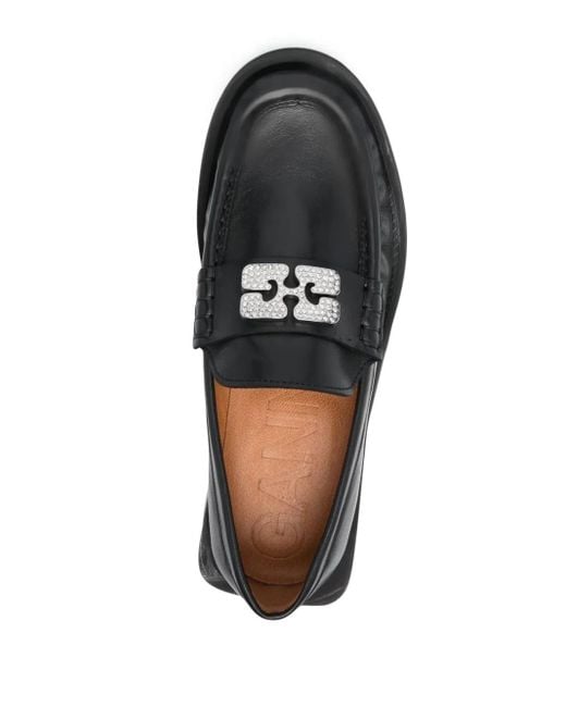 Ganni Black Butterfly Logo Loafer