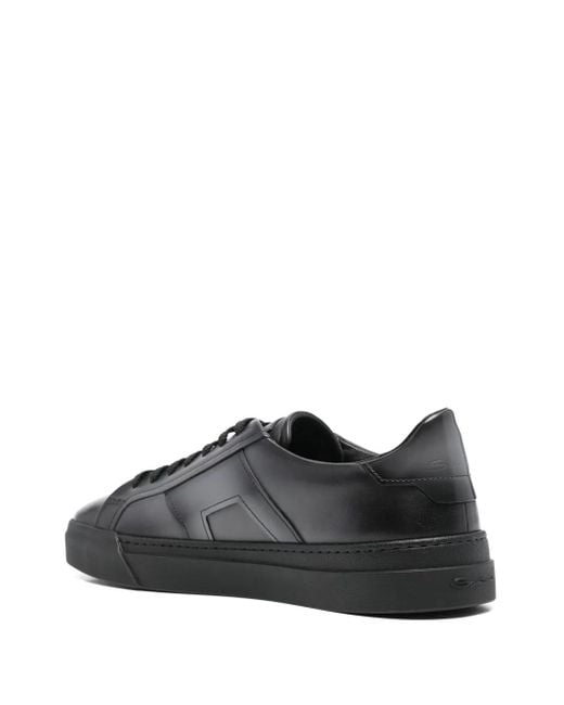 Santoni Black Double Buckle Sneakers for men