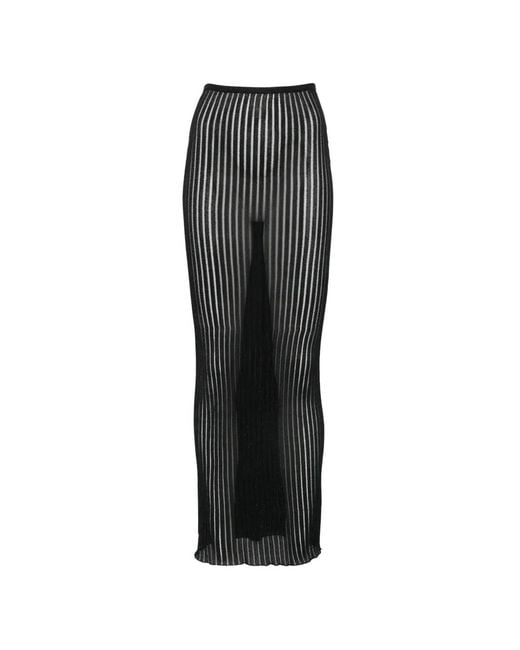 Dondup Black Sheer-Knit Maxi Skirt