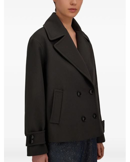 Herno Black Double-Breasted Peacoat