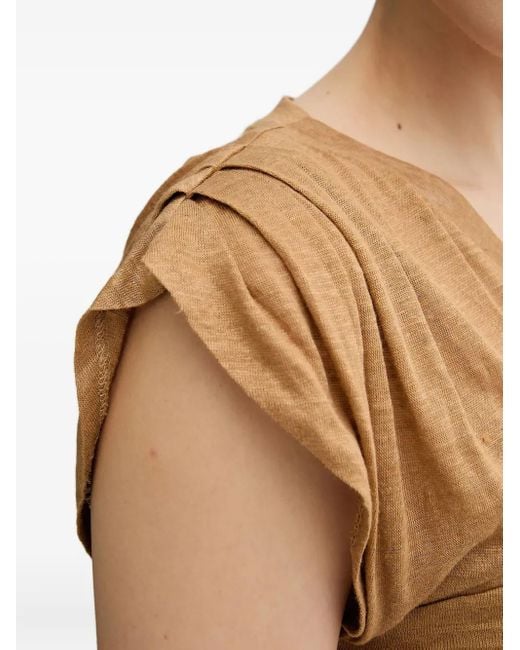 Pinko Natural Draped V-Neck Top