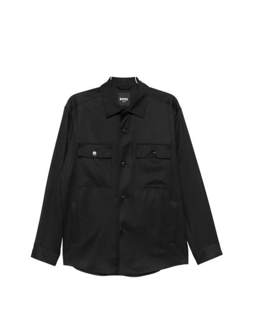 Boss Black Virgin Wool Flap-Pocket Jacket for men
