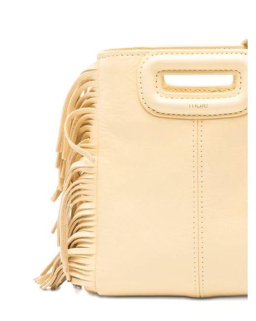Maje Natural Matte Crackled Leather M Mini Bag