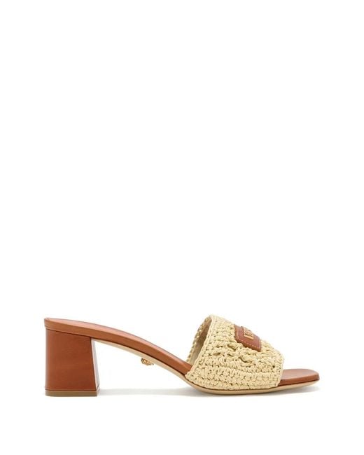 Versace Natural Logo Raffia Mules