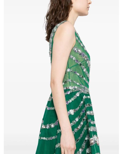 Saiid Kobeisy Green Bead-Embellished Asymmetric Dress