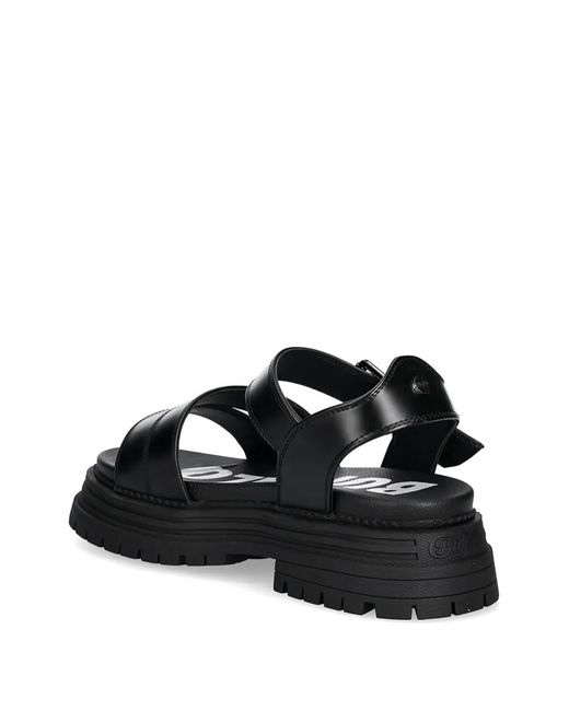 Buffalo Black Platform Buckle Sandals