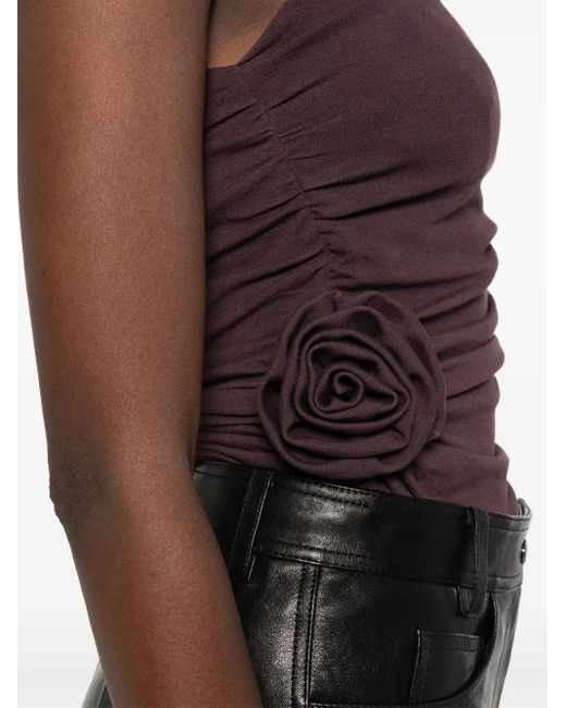 Magda Butrym Purple Rose-Embellished One-Shoulder Top