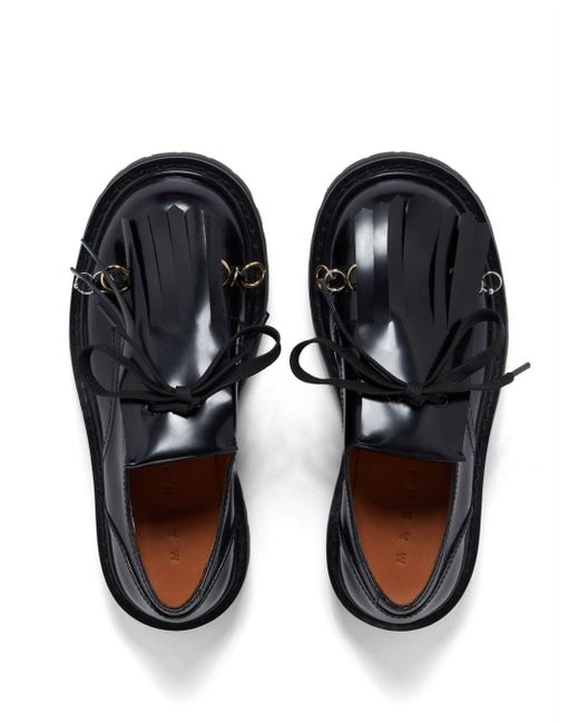 Marni Black Tassel-detail Leather Lace-up Shoes