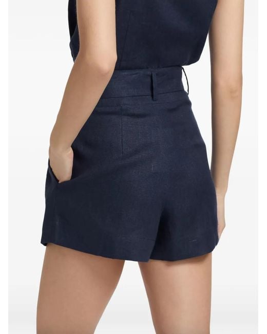 Hevron Blue Short Plissé Zinna À Taille Ceinturée