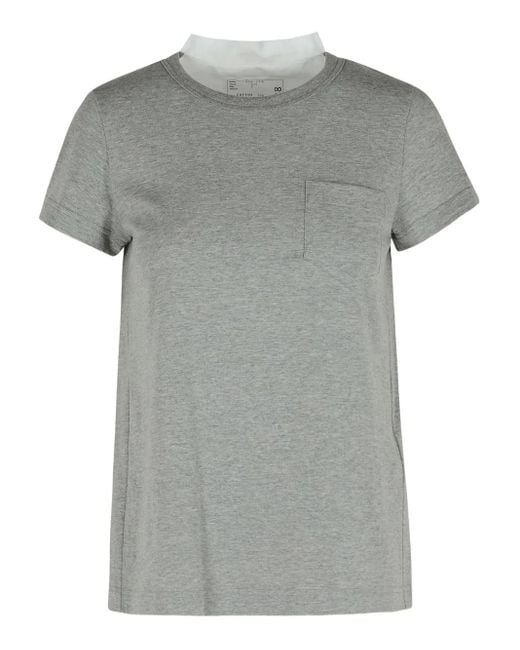Sacai コットン Tシャツ Gray