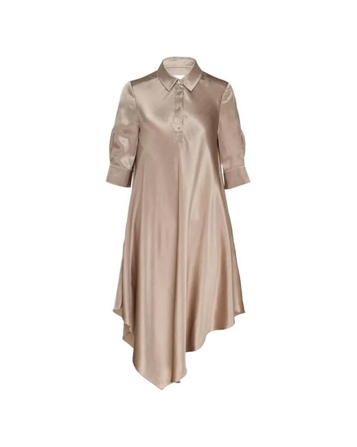 Club21 Collection Natural Asymmetric Satin Shirt Dress