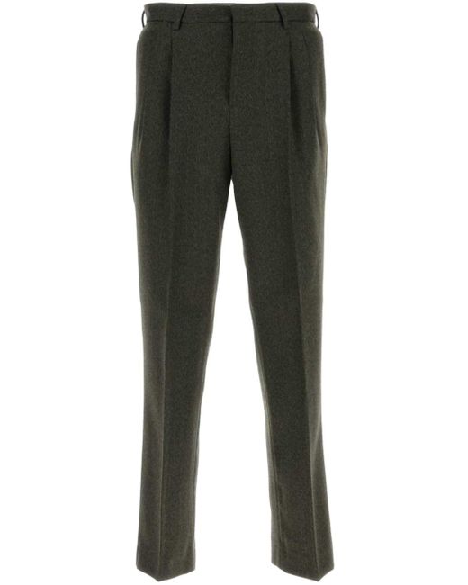 PT Torino Gray Embroidered Wool Trousers for men