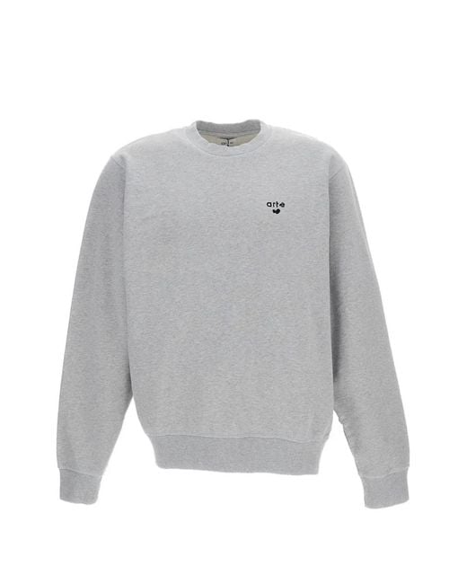 Arte' Gray Logo-Embroidered Sweater for men