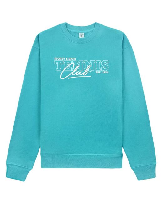 Sporty & Rich Blue 80S Tennis Club Cotton Sweatshirt