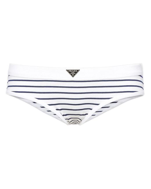 Prada White Striped Jersey Brief Shorts