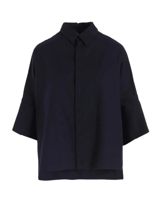 Y's Yohji Yamamoto Blouse Met Korte Mouwen in het Blue