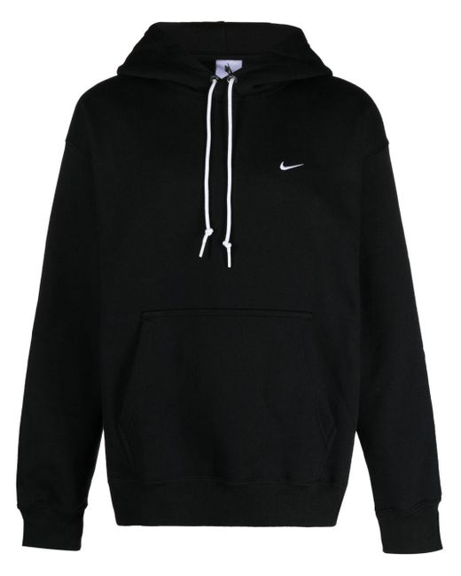 Nike Black Solo Swoosh-Logo Drawstring Hoodie for men