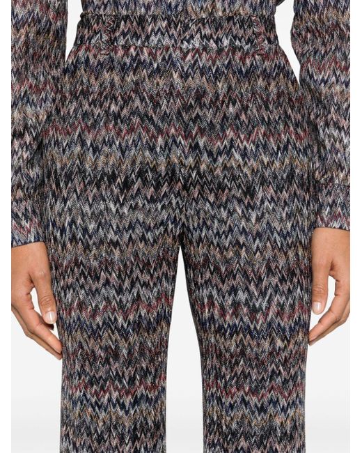 Missoni Gray Zigzag-woven Lamé Cropped Trousers