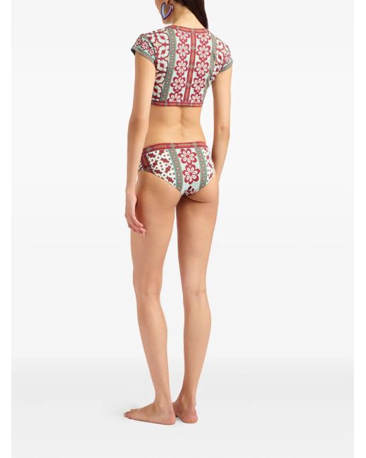 LaDoubleJ Boy Bikinislip Met Bloemenprint in het Red