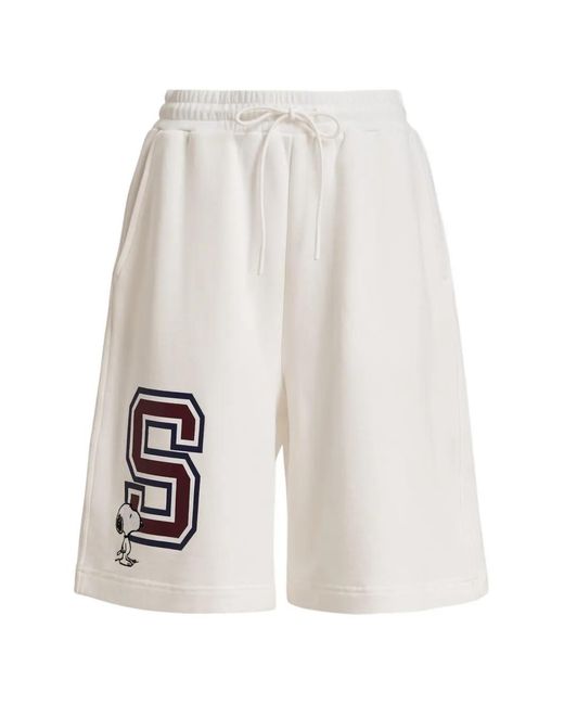 Essentiel Antwerp White Peanuts Snoopy Patch Shorts