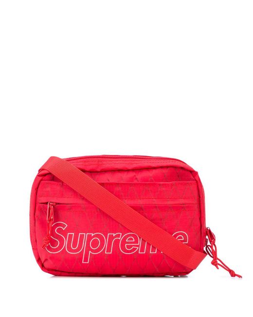 Supreme Logo Print Shoulder Bag In Red