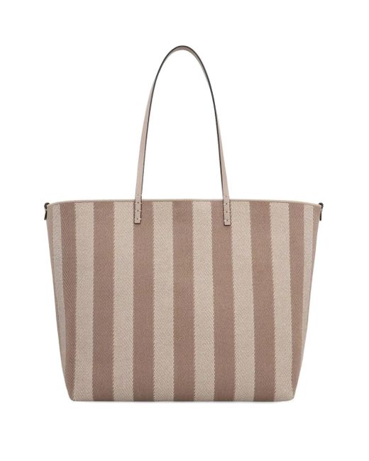 Fendi Natural Large Roll Striped Tote Bag