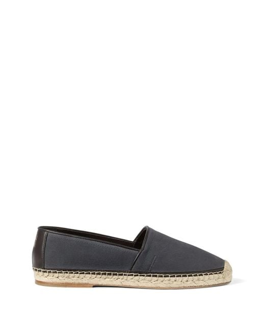Brunello Cucinelli Blue Grained-Calfskin Espadrilles With Piping for men