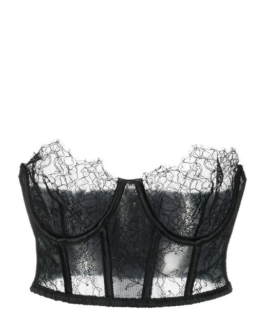 Maison Close Black Lace-Detail Bustier Bra
