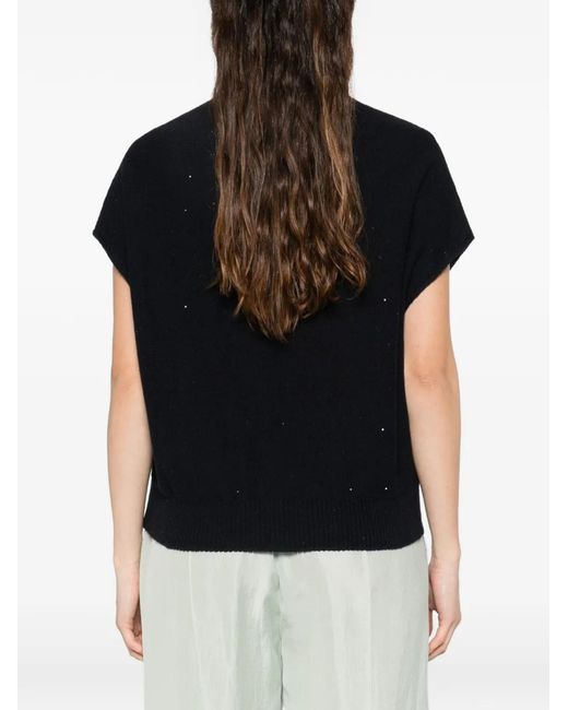 Fabiana Filippi Black Perforated Knitted Top