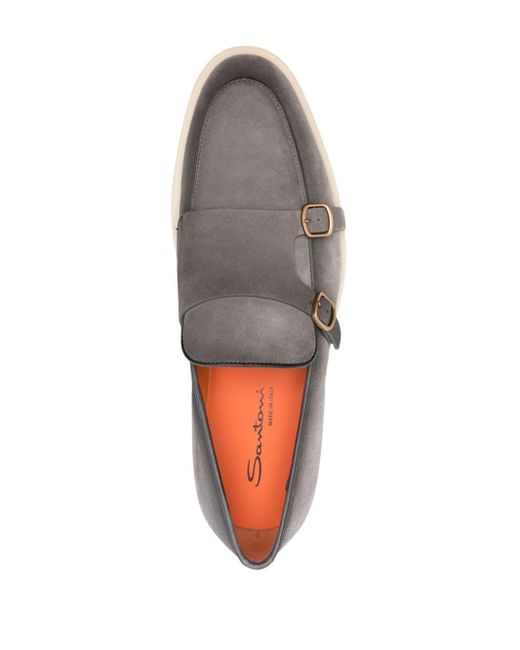 Santoni Gray Rubber-sole Monk Shoes for men